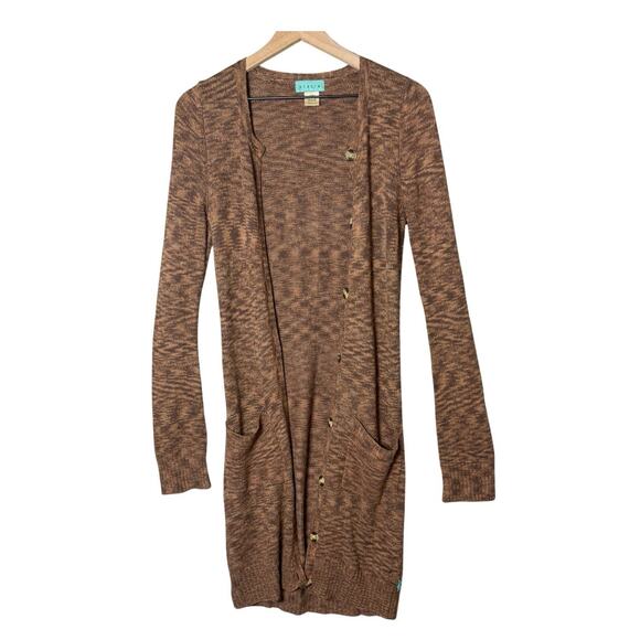 Stacia Women’s Wool and Bamboo Blend Brown Button-up Duster Cardigan Size XS - Picture 1 of 9